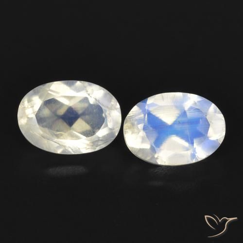 1.63ctw Naturale Bianco bluastro Pietra di luna arcobaleno, Ovale, Trasparente, Photo A
