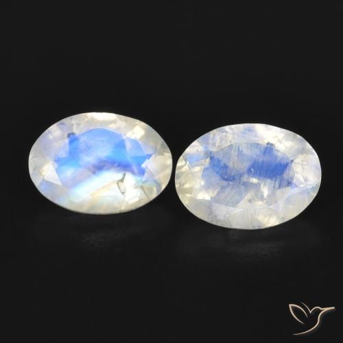 1.48ctw Natural Bluish White Rainbow Moonstone, Oval, Transparent