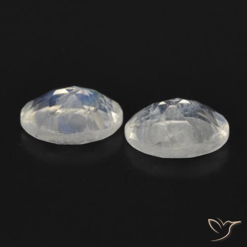 Rainbow Moonstone Gemstones in 7 x 5 mm (calibrated) Size for Sale, Rainbow Moonstone Stones in Bluish White Color