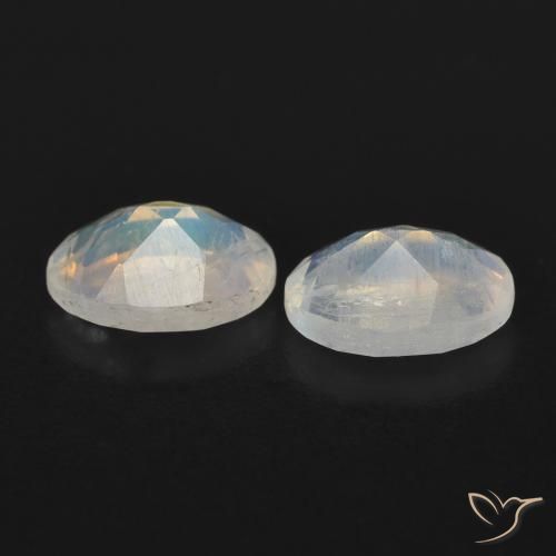 Rainbow Moonstone Gemstones in 7 x 5 mm (calibrated) Size for Sale, Rainbow Moonstone Stones in Bluish White Color