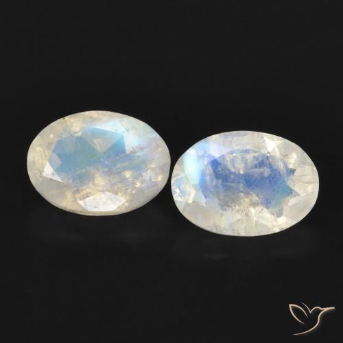 1.53ctw Natural Bluish White Rainbow Moonstone, Oval, Transparent