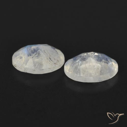 Rainbow Moonstone Gemstones in 7 x 5 mm (calibrated) Size for Sale, Rainbow Moonstone Stones in Bluish White Color