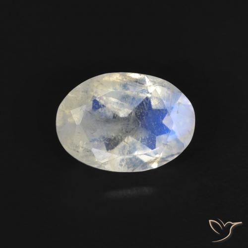 0.77ct Natural Bluish White Rainbow Moonstone, Oval, Transparent