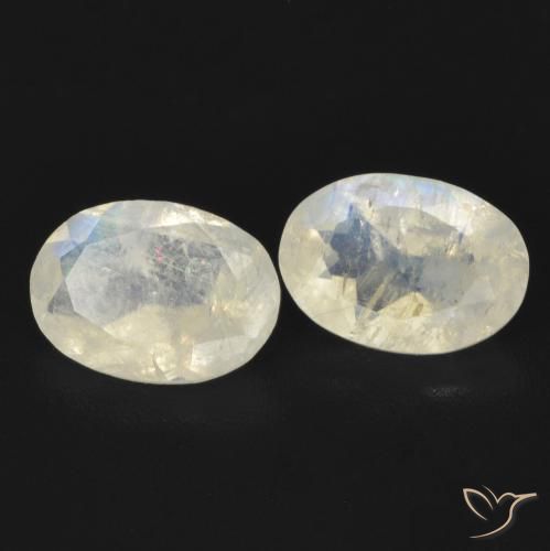 1.29 ctw White Rainbow Moonstone Stones, Natural Rainbow Moonstone in Oval Facet Shape for Sale