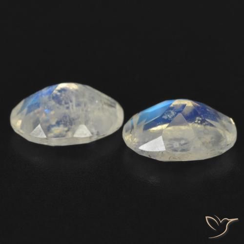 Rainbow Moonstone Gemstones in 7 x 5 mm (calibrated) Size for Sale, Rainbow Moonstone Stones in Bluish White Color