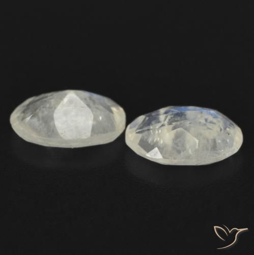 Rainbow Moonstone Gemstones in 7 x 5 mm (calibrated) Size for Sale, Rainbow Moonstone Stones in Bluish White Color