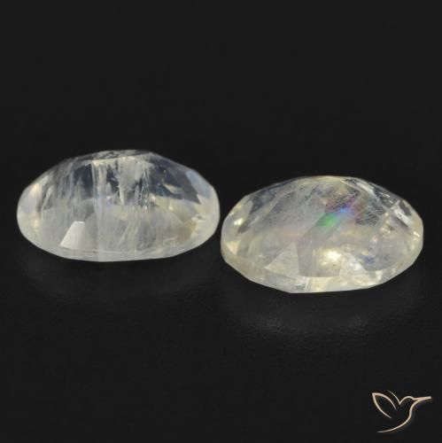 Rainbow Moonstone Gemstones in 7 x 5 mm (calibrated) Size for Sale, Rainbow Moonstone Stones in Bluish White Color