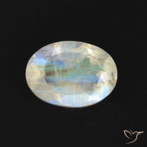 0.85ct Natural Bluish White Rainbow Moonstone, Oval, Transparent
