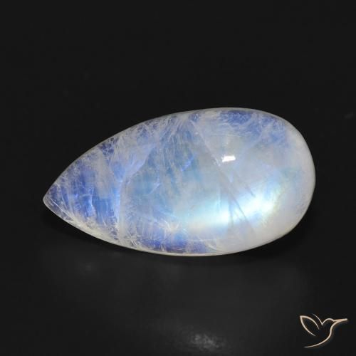 9.43ct Natural Bluish White Rainbow Moonstone, Pear Shape, Translucent