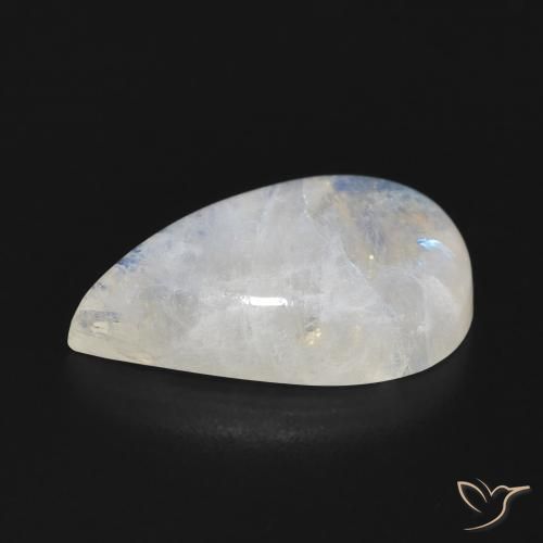 Rainbow Moonstone Gemstone in 17.5 x 11.2 mm Size for Sale, Rainbow Moonstone Stone in Bluish White Color