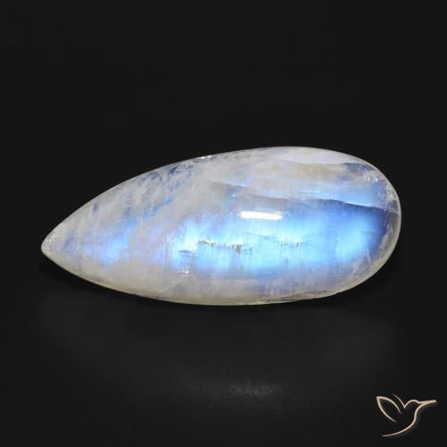 15.24ct Natural Bluish White Rainbow Moonstone, Pear Shape, Translucent