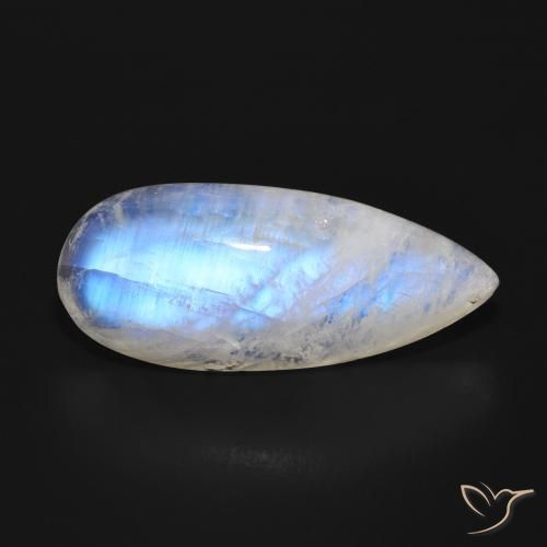 15.24 ct White Rainbow Moonstone Stone, Natural Rainbow Moonstone in Pear Cabochon Shape for Sale