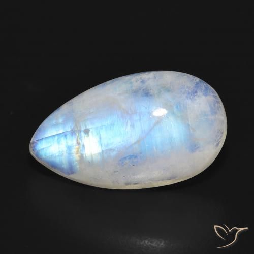 11.38ct Natural Bluish White Rainbow Moonstone, Pear Shape, Translucent