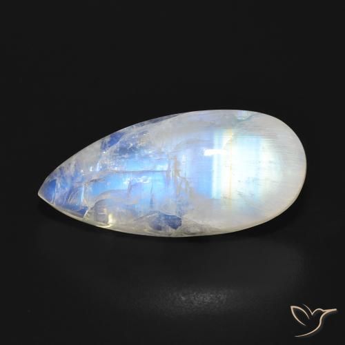 14.80ct Natural Bluish White Rainbow Moonstone, Pear Shape, Translucent
