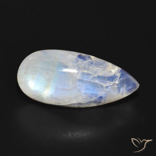 14.80 ct White Rainbow Moonstone Stone, Natural Rainbow Moonstone in Pear Cabochon Shape for Sale