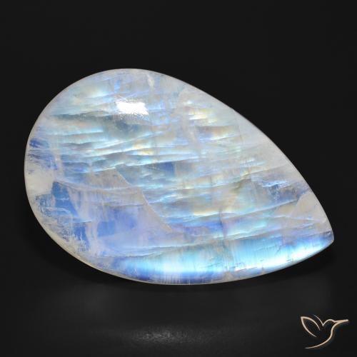 47.73ct Natural Bluish White Rainbow Moonstone, Pear Shape, Translucent