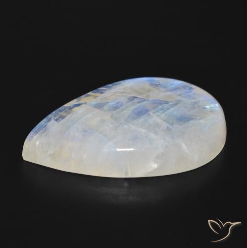 Rainbow Moonstone Gemstone in 35.9 x 23 mm Size for Sale, Rainbow Moonstone Stone in Bluish White Color