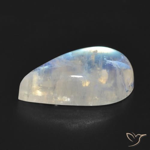 Rainbow Moonstone Gemstone in 21.7 x 13.2 mm Size for Sale, Rainbow Moonstone Stone in Bluish White Color