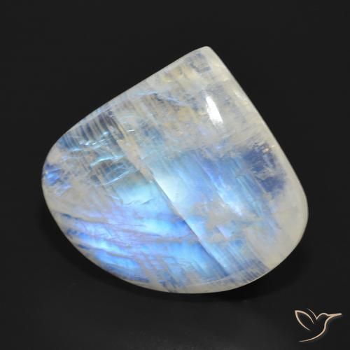 16.70 ct White Rainbow Moonstone Stone, Natural Rainbow Moonstone in Pear Cabochon Shape for Sale