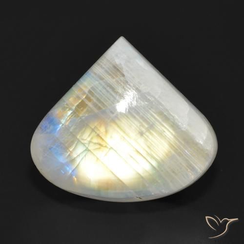 13.90ct Natural Bluish White Rainbow Moonstone, Pear Shape, Translucent