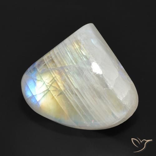 13.90 ct White Rainbow Moonstone Stone, Natural Rainbow Moonstone in Pear Cabochon Shape for Sale
