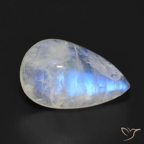 7.70ct Natural Bluish White Rainbow Moonstone, Pear Shape, Translucent, Photo A