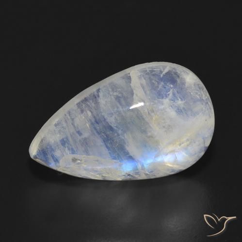 7.70 ct White Rainbow Moonstone Stone, Natural Rainbow Moonstone in Pear Cabochon Shape for Sale
