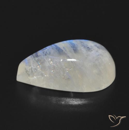 Rainbow Moonstone Gemstone in 17 x 10.4 mm Size for Sale, Rainbow Moonstone Stone in Bluish White Color