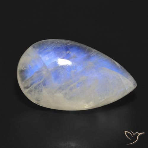 21.02ct Natural Bluish White Rainbow Moonstone, Pear Shape, Translucent