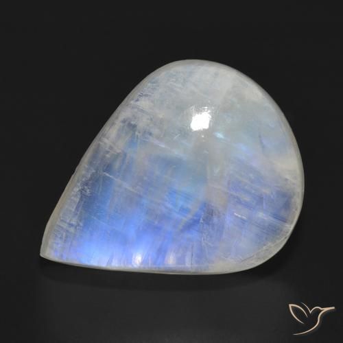 15.29ct Natural Bluish White Rainbow Moonstone, Pear Shape, Translucent