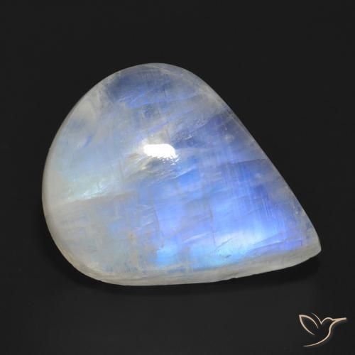 15.29 ct White Rainbow Moonstone Stone, Natural Rainbow Moonstone in Pear Cabochon Shape for Sale