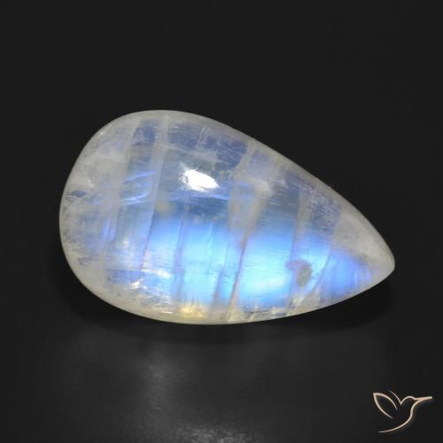17.91ct Natural Bluish White Rainbow Moonstone, Pear Shape, Translucent