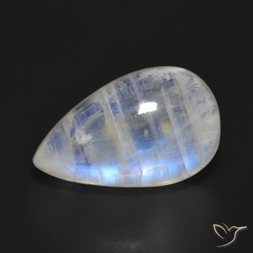 17.91 ct White Rainbow Moonstone Stone, Natural Rainbow Moonstone in Pear Cabochon Shape for Sale