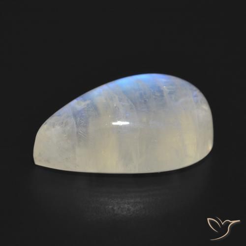 Rainbow Moonstone Gemstone in 21.7 x 13.3 mm Size for Sale, Rainbow Moonstone Stone in Bluish White Color