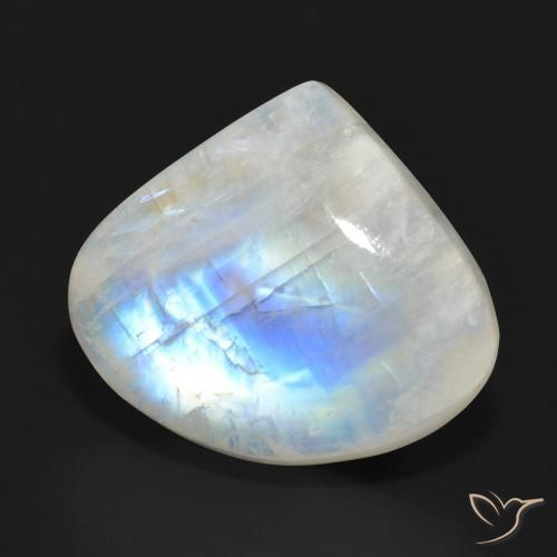 15.97 ct White Rainbow Moonstone Stone, Natural Rainbow Moonstone in Pear Cabochon Shape for Sale