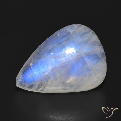 10.21ct Natural Bluish White Rainbow Moonstone, Pear Shape, Translucent