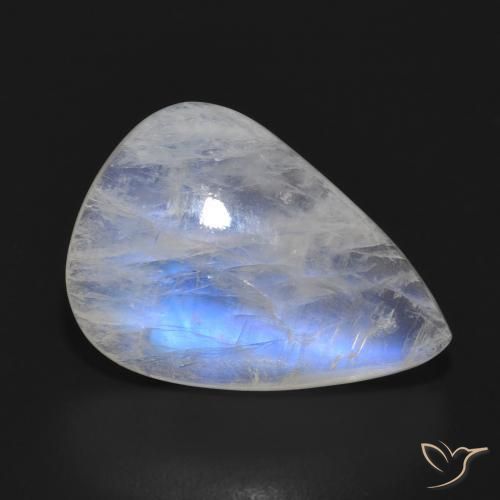 10.21 ct White Rainbow Moonstone Stone, Natural Rainbow Moonstone in Pear Cabochon Shape for Sale