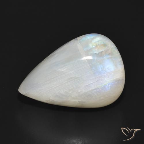 16.83ct Natural Bluish White Rainbow Moonstone, Pear Shape, Translucent