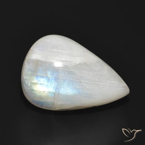 16.83 ct White Rainbow Moonstone Stone, Natural Rainbow Moonstone in Pear Cabochon Shape for Sale