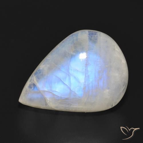 12.69ct Natural Bluish White Rainbow Moonstone, Pear Shape, Translucent