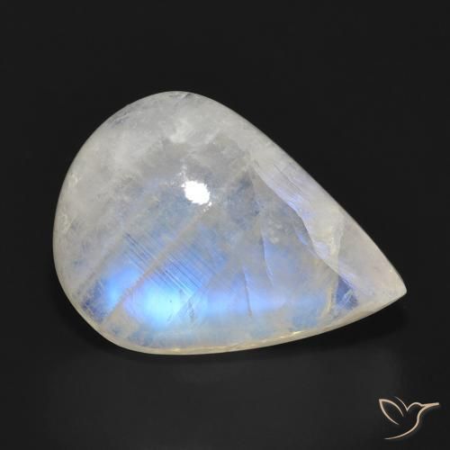12.69 ct White Rainbow Moonstone Stone, Natural Rainbow Moonstone in Pear Cabochon Shape for Sale