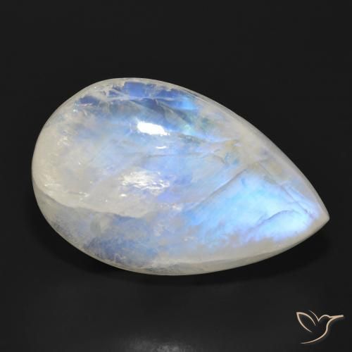 28.68ct Natural Bluish White Rainbow Moonstone, Pear Shape, Translucent