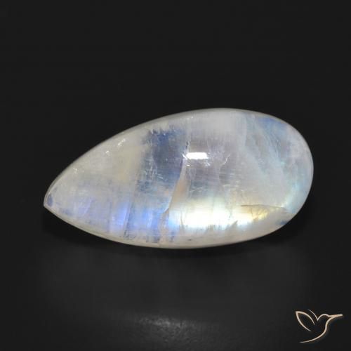 12.48ct Natural Bluish White Rainbow Moonstone, Pear Shape, Translucent