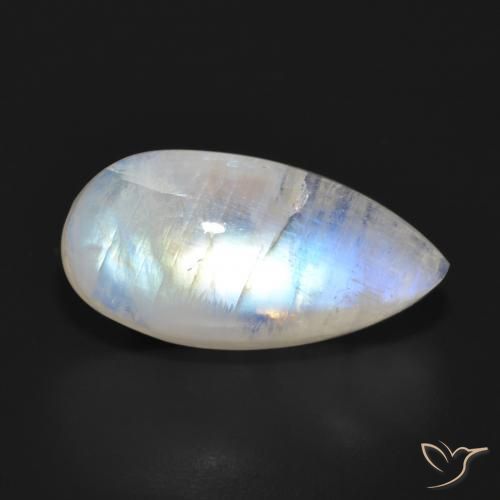 12.48 ct White Rainbow Moonstone Stone, Natural Rainbow Moonstone in Pear Cabochon Shape for Sale