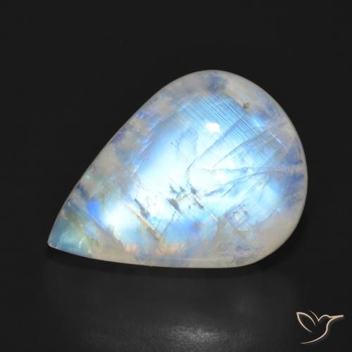 18.57ct Natural Bluish White Rainbow Moonstone, Pear Shape, Translucent