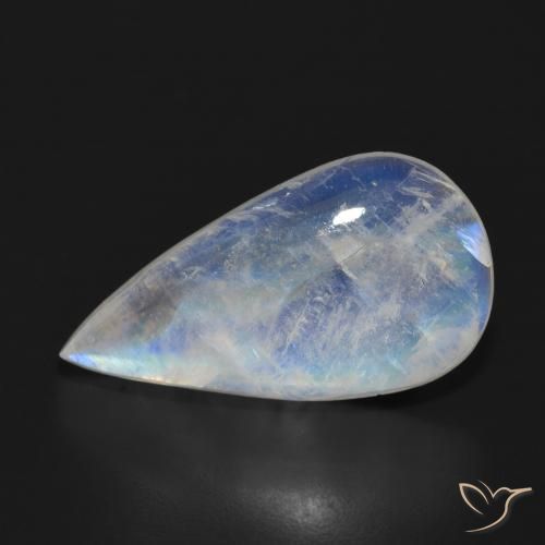11.31 ct White Rainbow Moonstone Stone, Natural Rainbow Moonstone in Pear Cabochon Shape for Sale