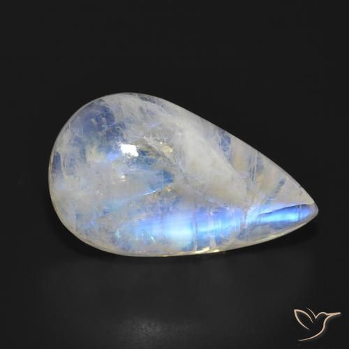17.93 ct White Rainbow Moonstone Stone, Natural Rainbow Moonstone in Pear Cabochon Shape for Sale