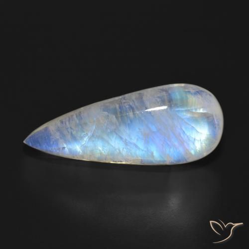 18.31ct Natural Bluish White Rainbow Moonstone, Pear Shape, Translucent