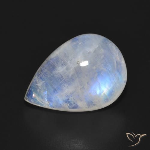 9.55 ct White Rainbow Moonstone Stone, Natural Rainbow Moonstone in Pear Cabochon Shape for Sale