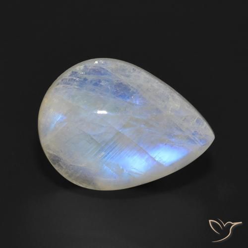 10.73ct Natural Bluish White Rainbow Moonstone, Pear Shape, Translucent